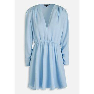 Last Chance! New Maje Revolver Textured Satin Mini Dress Sky Blue 36, Small $295